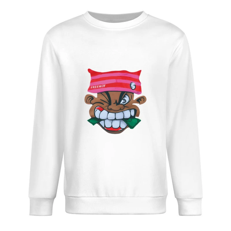 Faccia cartoon con cappello e banconota Felpa pullover Uomo