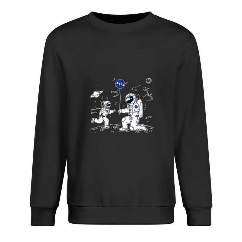 Astronauten mit NASA-Flagge auf dem Mond Herren Pullover Sweatshirt