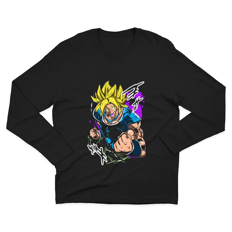 Anime Character in Action with Bright Colors Male Long Sleeve T-Shirt