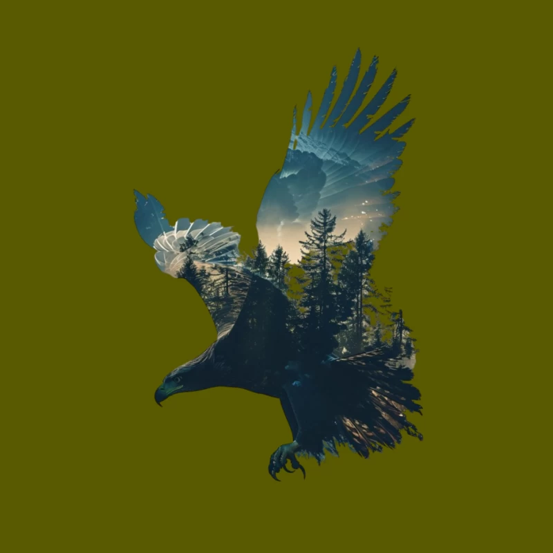 Majestic Eagle with Forest Silhouette Pin