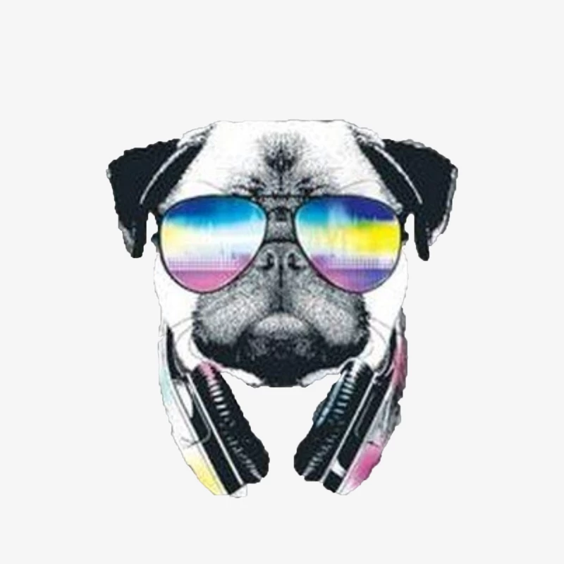 Chien DJ avec lunettes hautes en couleurs Homme Manches Longues T-Shirt
