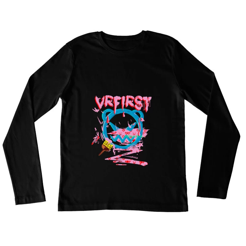 Buntes Graffiti-Design mit VR-Elementen Damen Langarm T-Shirt
