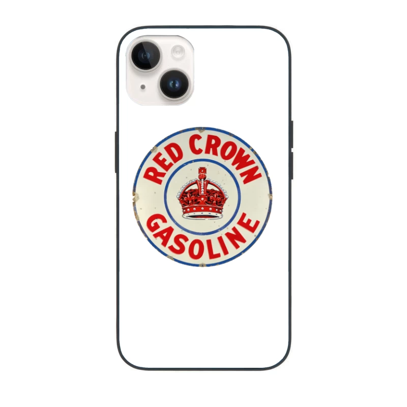 Vintage Red Crown Gasoline Round Metal Sign with Royal Crown Logo iPhone Case