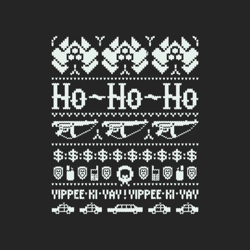 Pixelated Christmas Sweater Pattern with Ho-Ho-Ho Text Female Pullover Sweatshirt