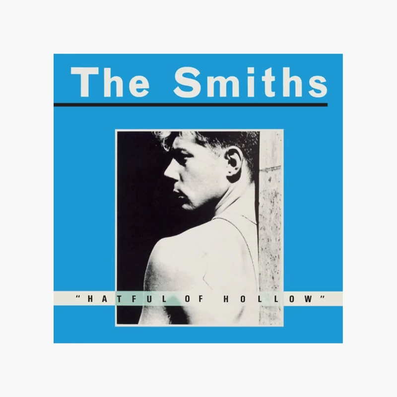 The Smiths "Hatful of Hollow" Album Cover with Black and White Portrait on Blue Background Cotton Tote Bag