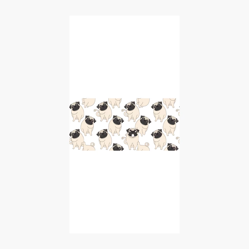 Cute Cartoon Pug Pattern Illustration iPhone Case