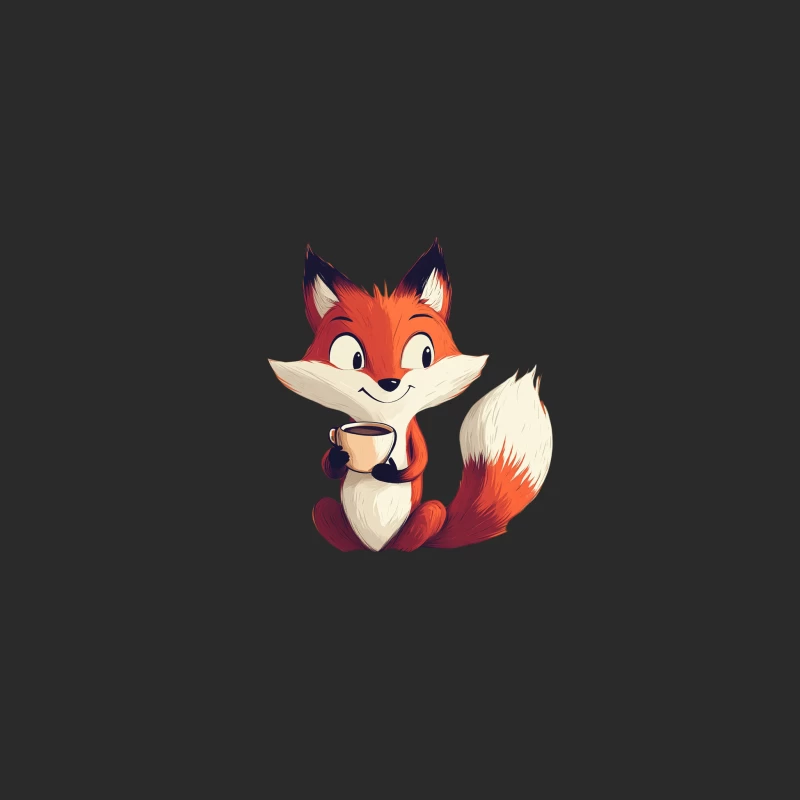 Adorable Cartoon Fox Enjoying Coffee: Cute Animal Illustration Baseball Cap