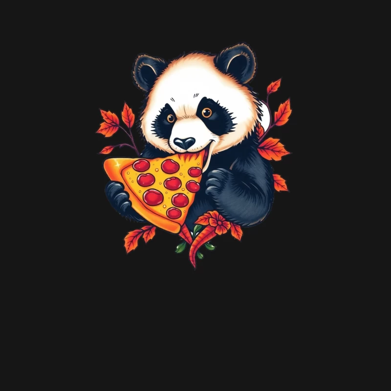 Cute Panda Bear Eating Pizza Female Long Sleeve T-Shirt