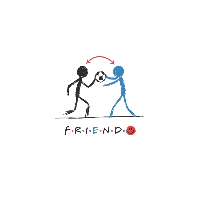 Minimalist Friendship Illustration with F.R.I.E.N.D.S. Reference Tapestry