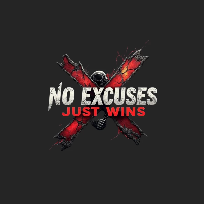 Motivational Logo: No Excuses Just Wins Male Pullover Sweatshirt
