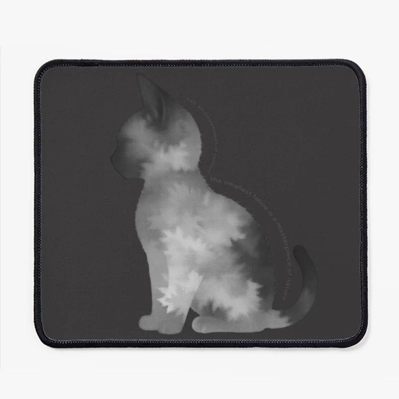 Artistic Black Cat Silhouette with Inspirational Text Mouse Pad