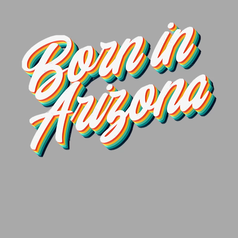Born In Arizona - 80_s Retro Style Typographic Design Male Pullover Hoodie