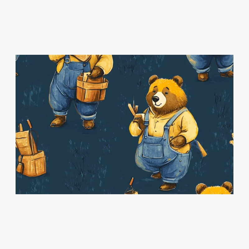 Cute Carpenter Bears: A Whimsical Woodworking Pattern Travel Mug