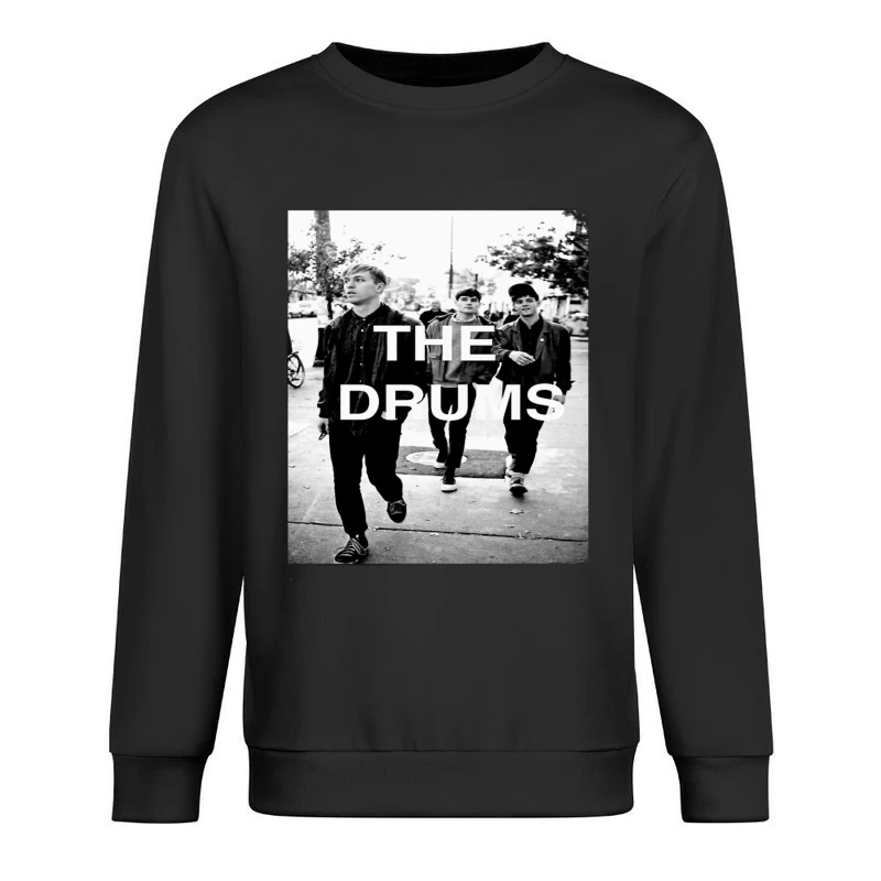 The Drums Band Members Walking on Street - Vintage Black and White Photo Male Pullover Sweatshirt