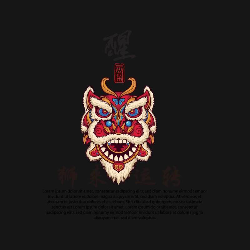 Traditionelles Löwenmasken-Design Herren T-Shirt