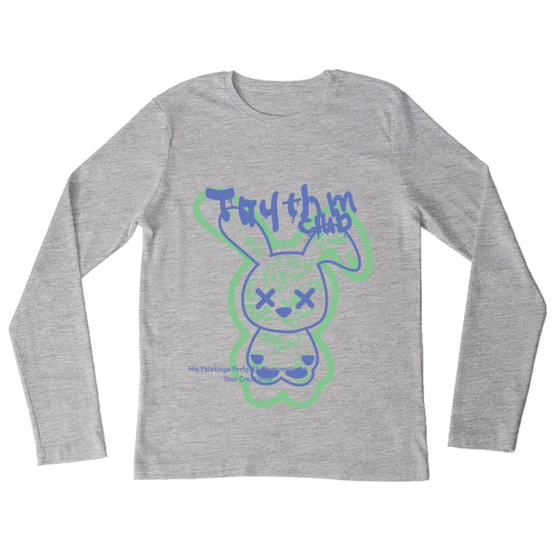 Verspielter Hasen-Entwurf Damen Langarm T-Shirt