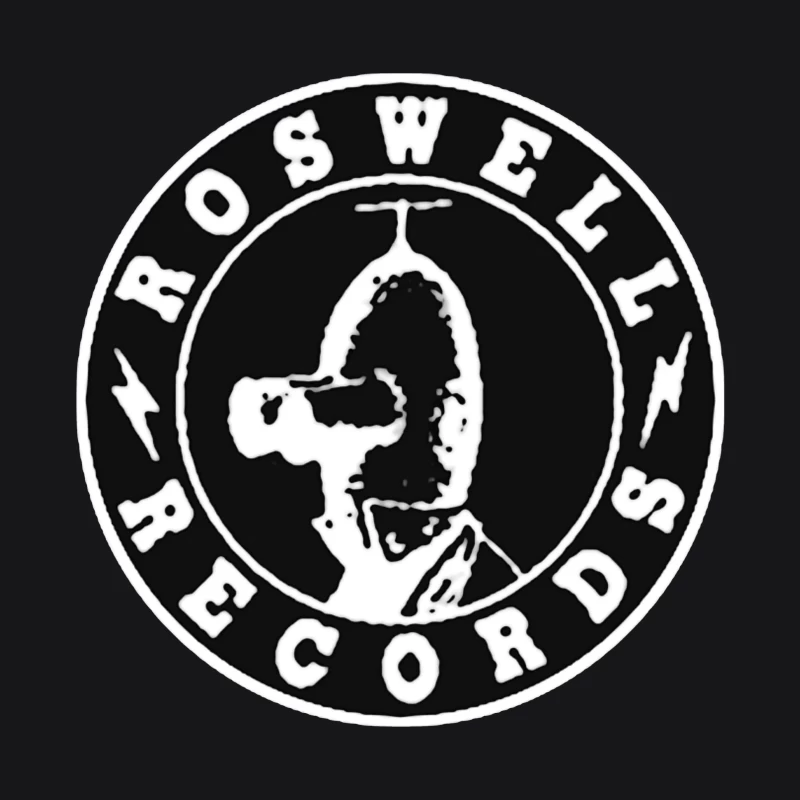 Roswell Records Black and White Circular Logo Female Pullover Hoodie