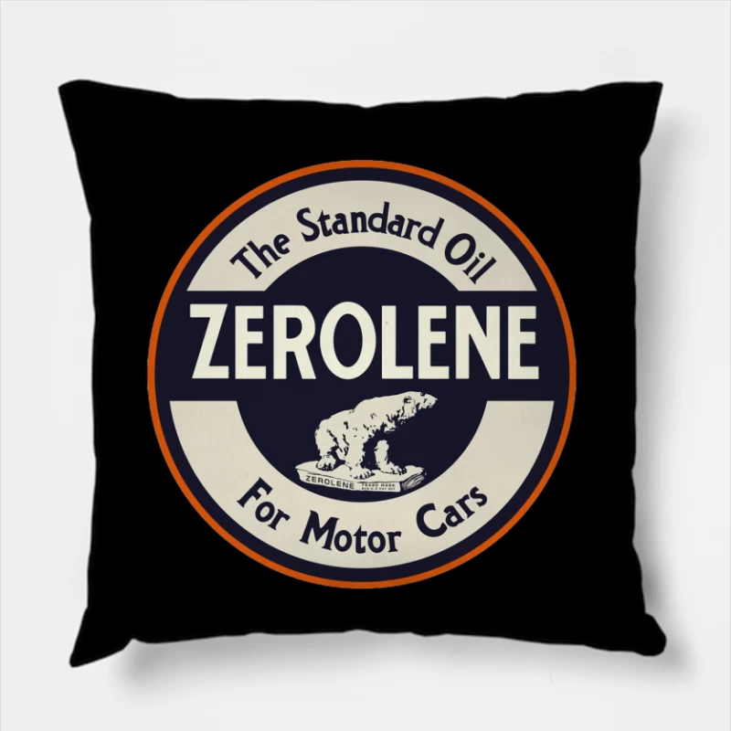 Vintage Standard Oil Zerolene Motor Car Advertisement with Polar Bear Logo Throw Pillow