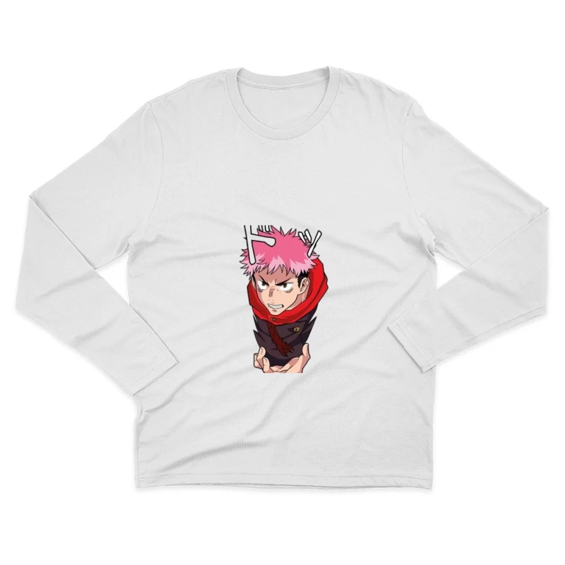 Anime-Charakter mit rosa Haaren Herren Langarm T-Shirt