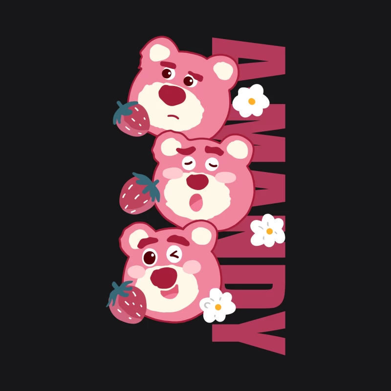 Niedliche Bären mit Erdbeeren Herren Pullover Hoodie