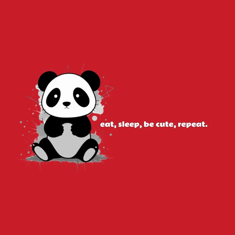 Cute Panda Illustration Male Pullover Hoodie
