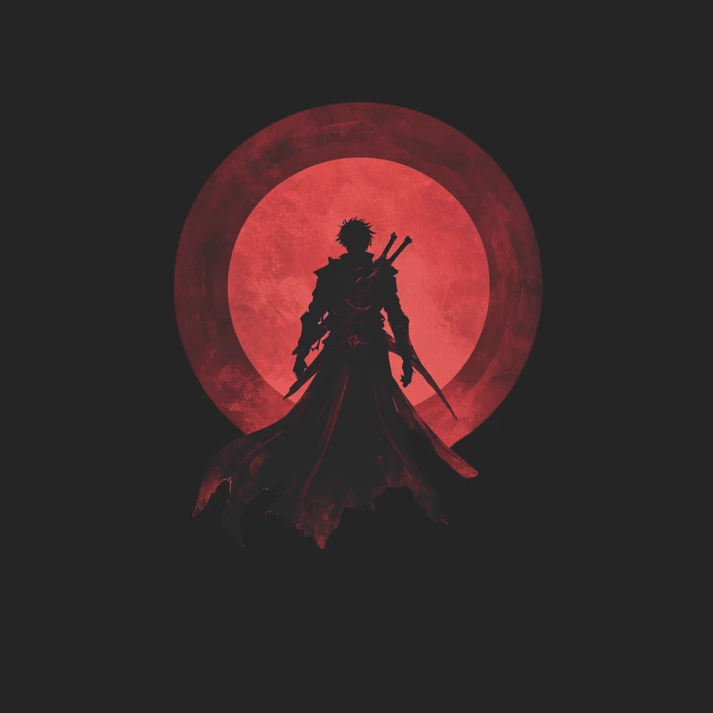 Silhouetted Samurai Warrior Against Crimson Moon Female Pullover Sweatshirt