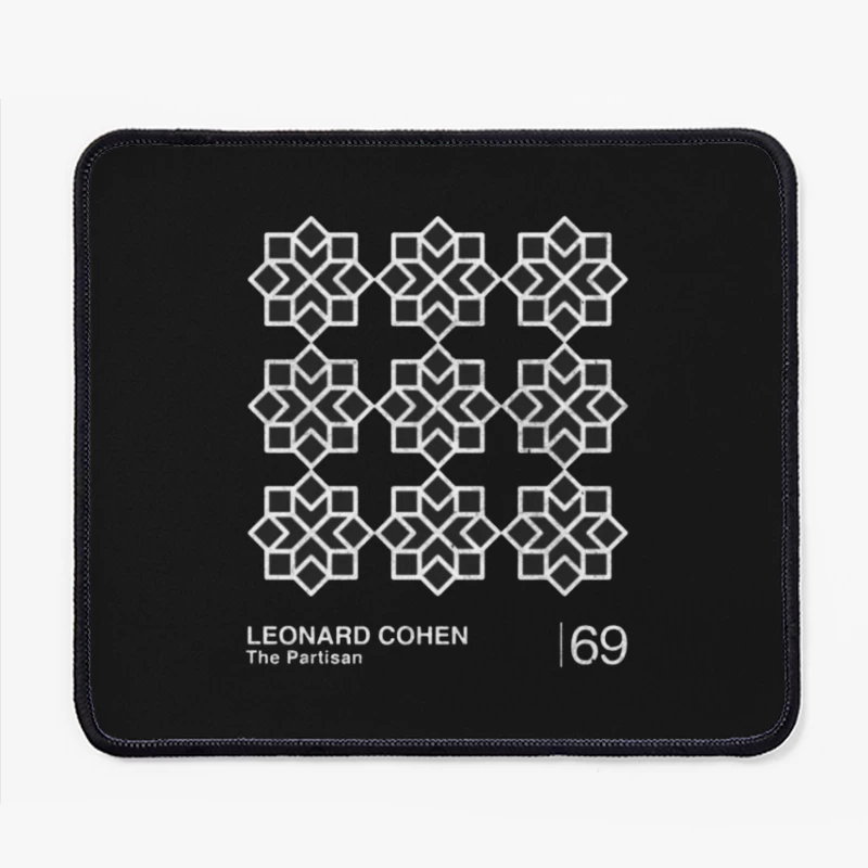 Leonard Cohen's "The Partisan" Minimalist Album Cover with Geometric Star Pattern Mouse Pad