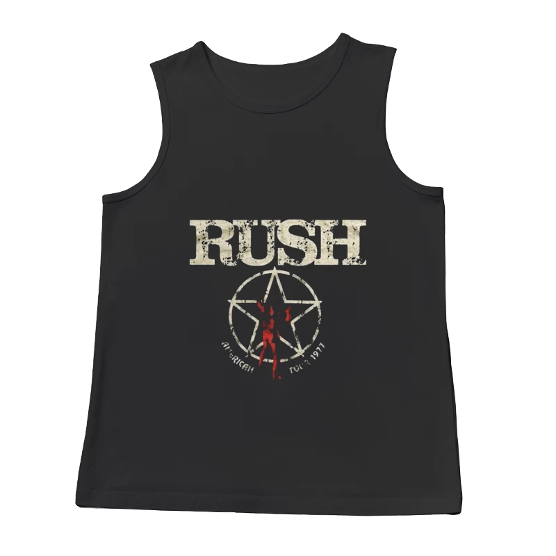 Rush Band Vintage Logo with Pentagram Star Design Male Tank Top