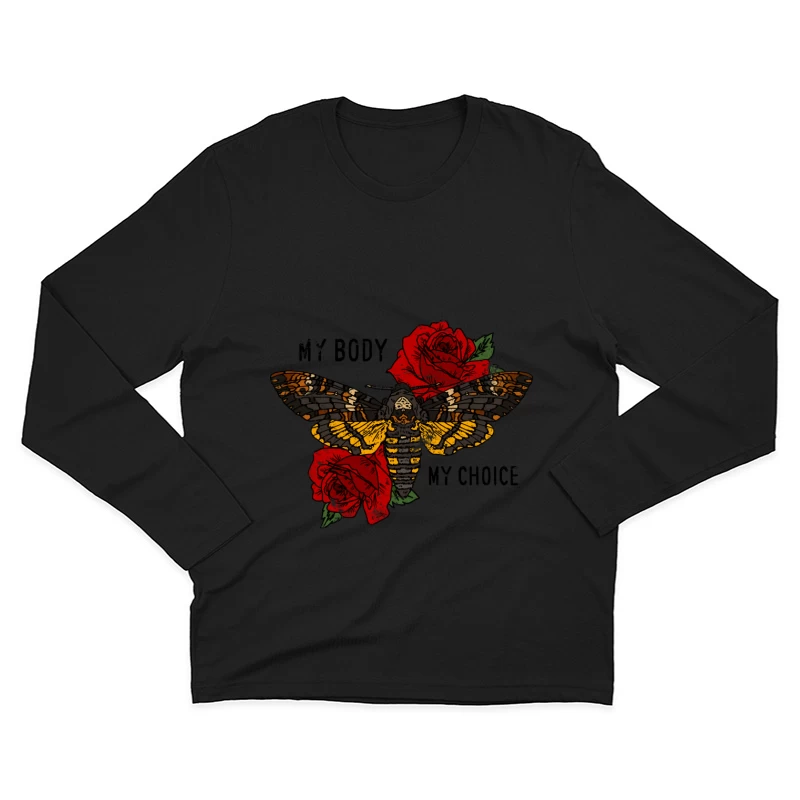 Papillon et roses rouges Homme Manches Longues T-Shirt