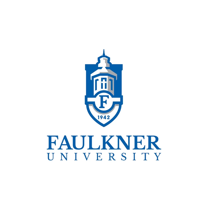 Faulkner University Logo - Educational Shield with Church Spire Design from 1942 Throw Pillow