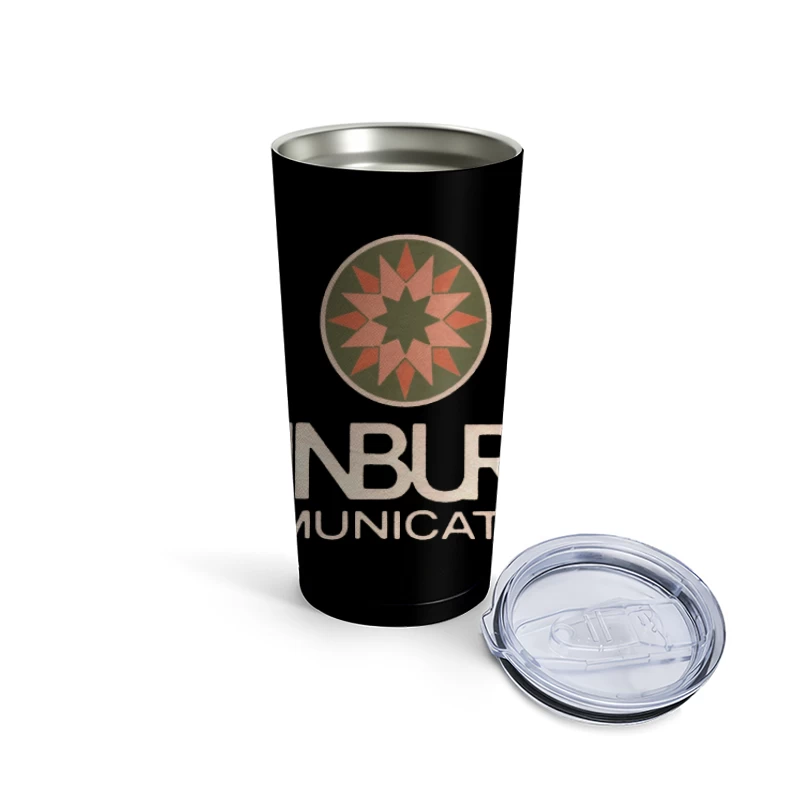 Sunburst Communications Vintage Corporate Logo Design Travel Mug