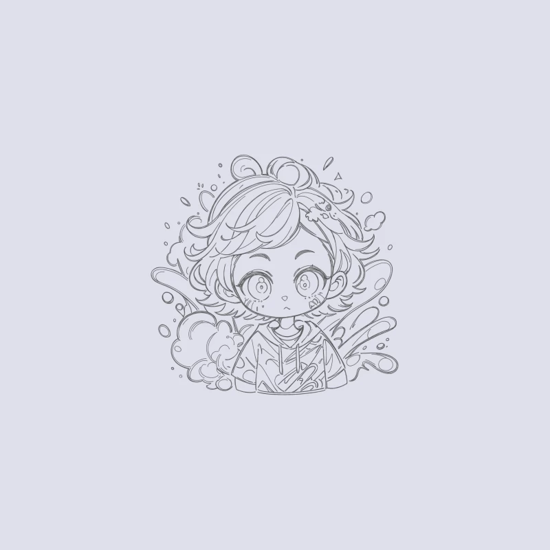 Chibi Character Surrounded by Water Desk Mat
