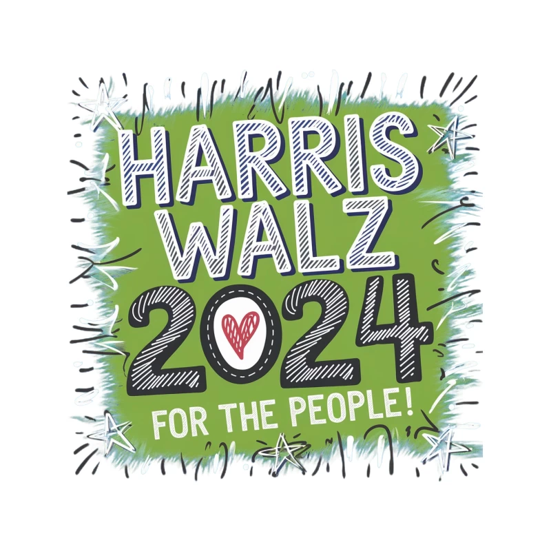 Harris Walz 2024 Campaign Typography with Green Background Tapestry