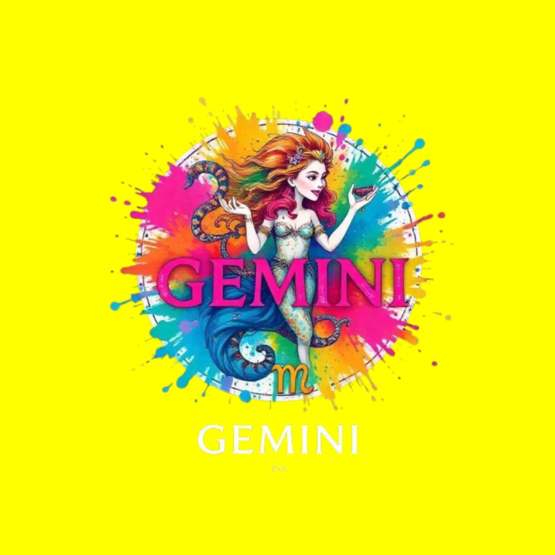 Colorful Gemini Mermaid Artwork Throw Pillow