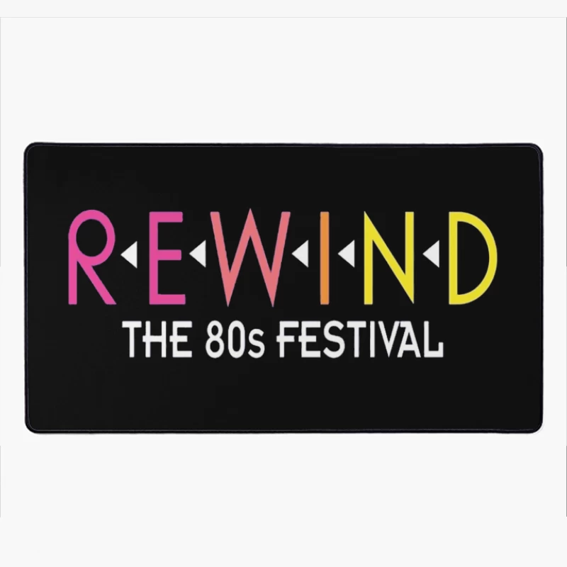 Rewind: The 80s Festival Colorful Typography Design Desk Mat