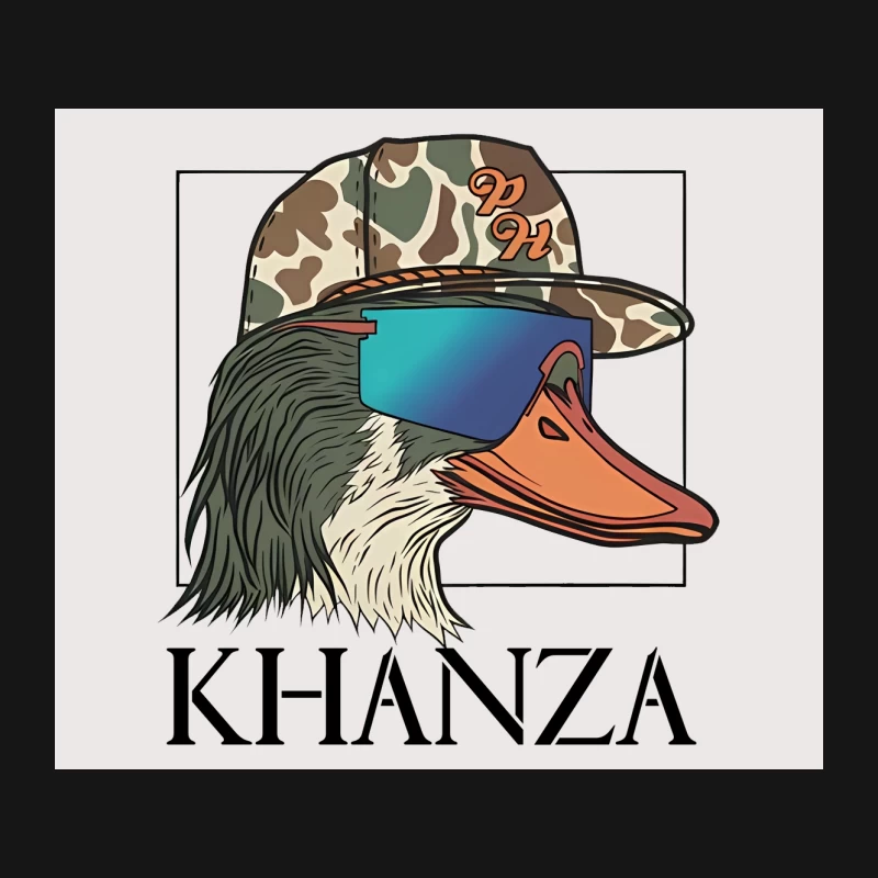 Urban Duck Logo with Camo Hat and Sunglasses - Khanza Mascot Design Mouse Pad