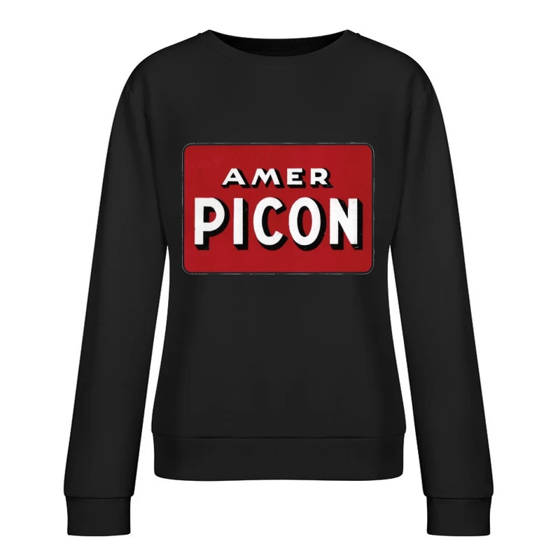 Vintage Amer Picon Logo Typography on Red Background Female Pullover Sweatshirt