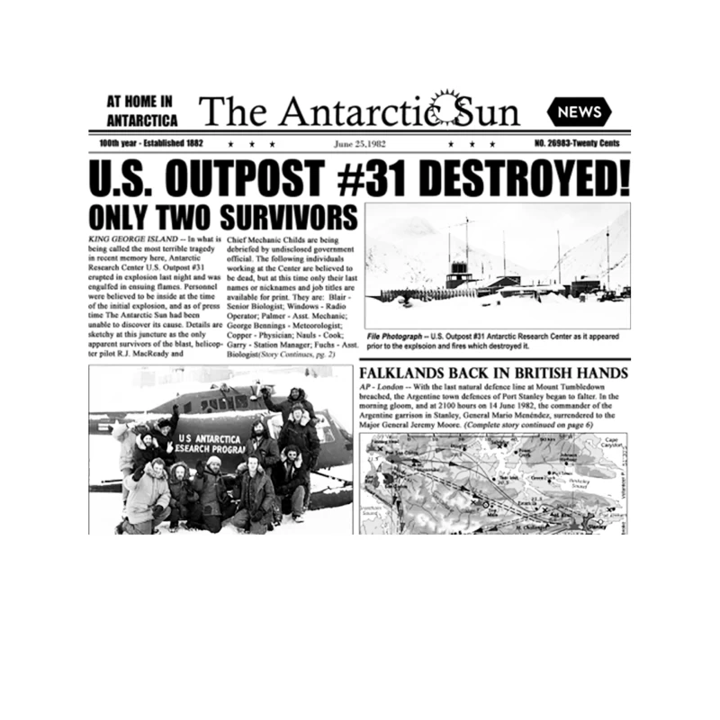 Antarctic Disaster and Falklands War: Historical Newspaper Headlines Tapestry