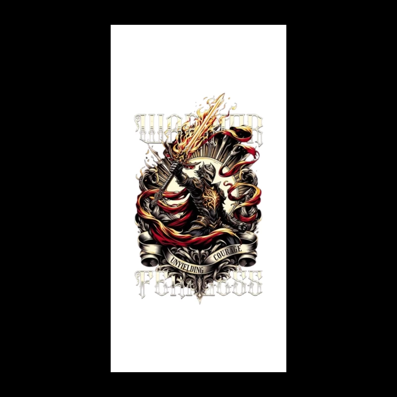 Unyielding Courage: Dark Fantasy Warrior with Flaming Sword iPhone Case