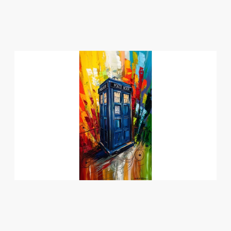 Vibrant TARDIS: Doctor Who's Time Machine in Abstract Art Travel Mug