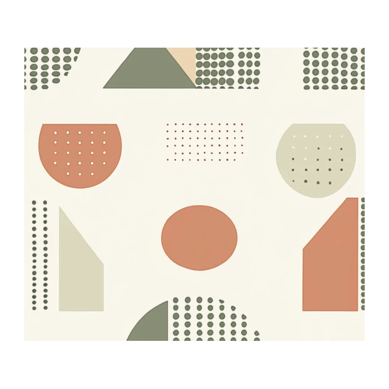 Minimalist Geometric Abstract Pattern with Pastel Shapes and Dots Tapestry