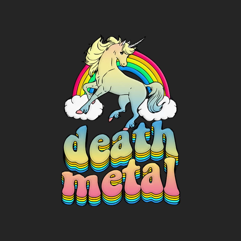 Death Metal Unicorn Rainbow Graphic Design Logo Male Pullover Sweatshirt