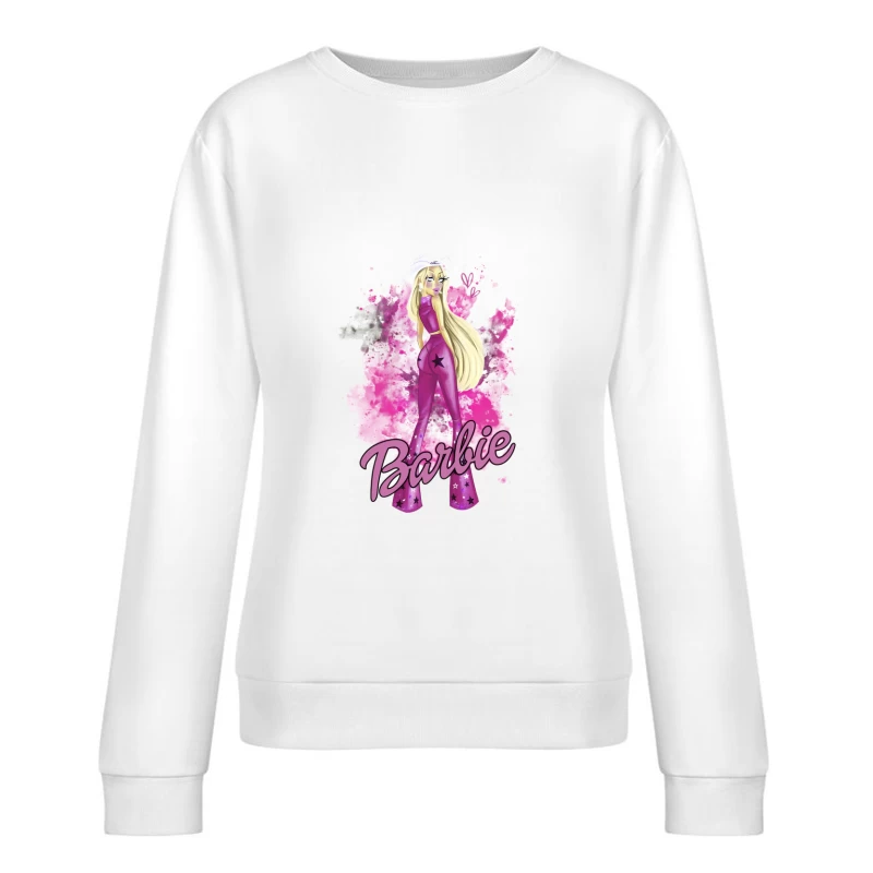 Lila Barbie Mode Illustration Damen Pullover Sweatshirt