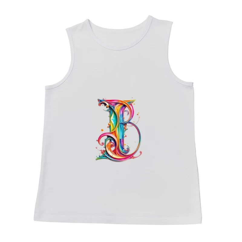 Ornate Rainbow Watercolor Letter B Typography Art Male Tank Top