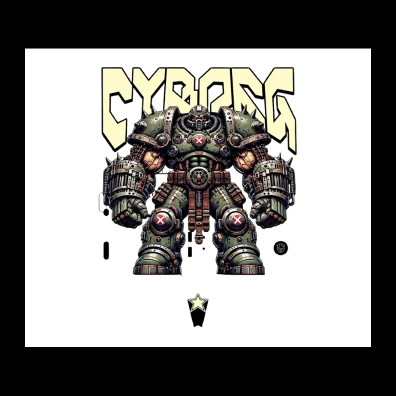 Heavy Combat Cyborg Mech Armor Illustration Tapestry