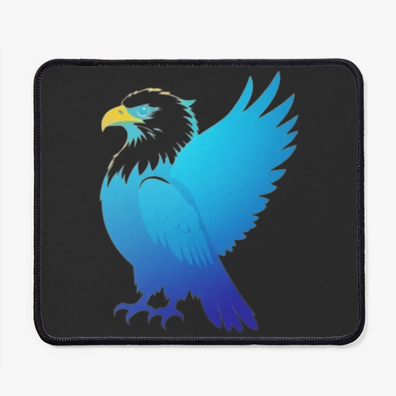 Majestic Blue Gradient Eagle Illustration Mouse Pad