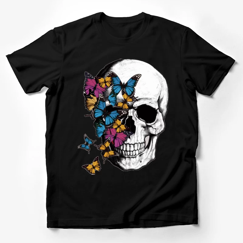 Schädel mit bunten Schmetterlingen Herren T-Shirt