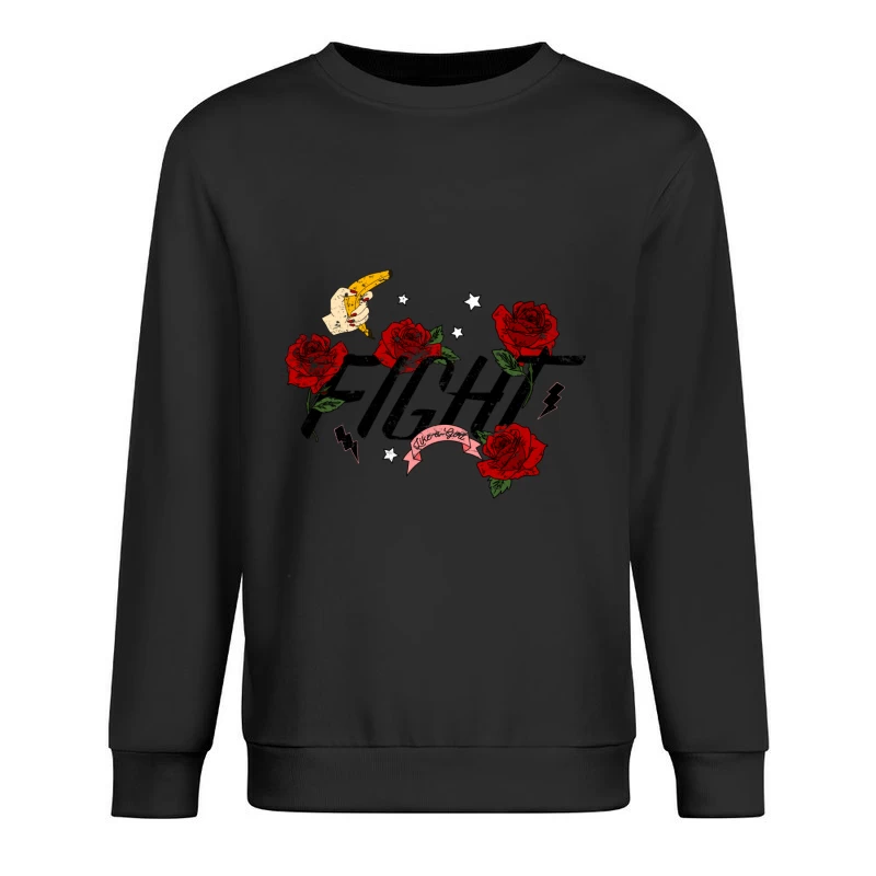 Art Vintage avec Roses et Main Homme Sweat-shirt à enfiler