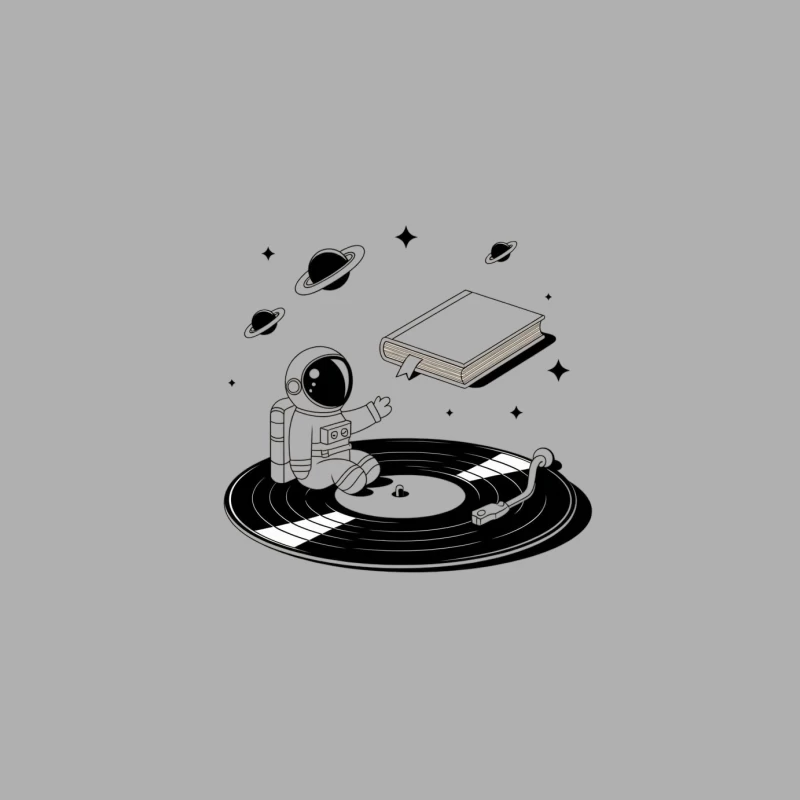 Space Music: Astronaut on Vinyl Record with Floating Planets Male Tank Top