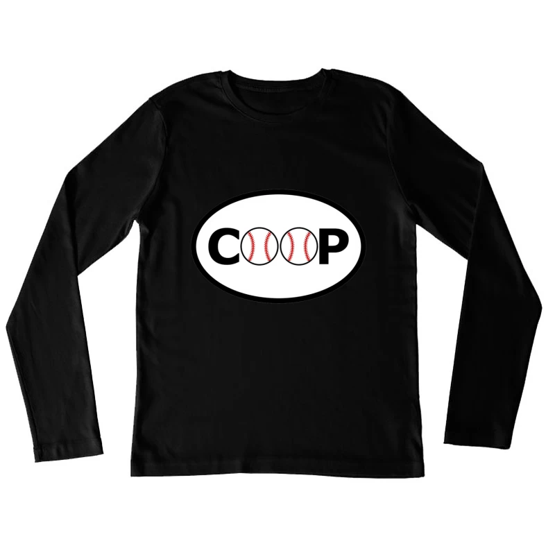 Baseball-Themed COOP Logo Design Female Long Sleeve T-Shirt